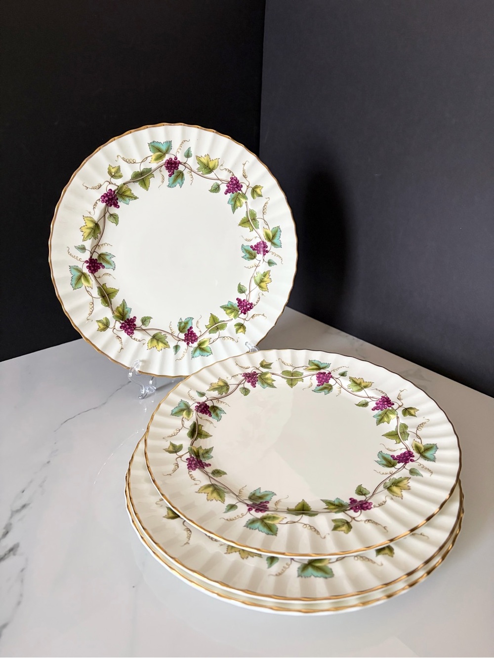 SET of 4 Bacchanal Dinner Plates by Royal Worcester